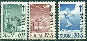 Финляндия, 1951, Птицы, 3 марки